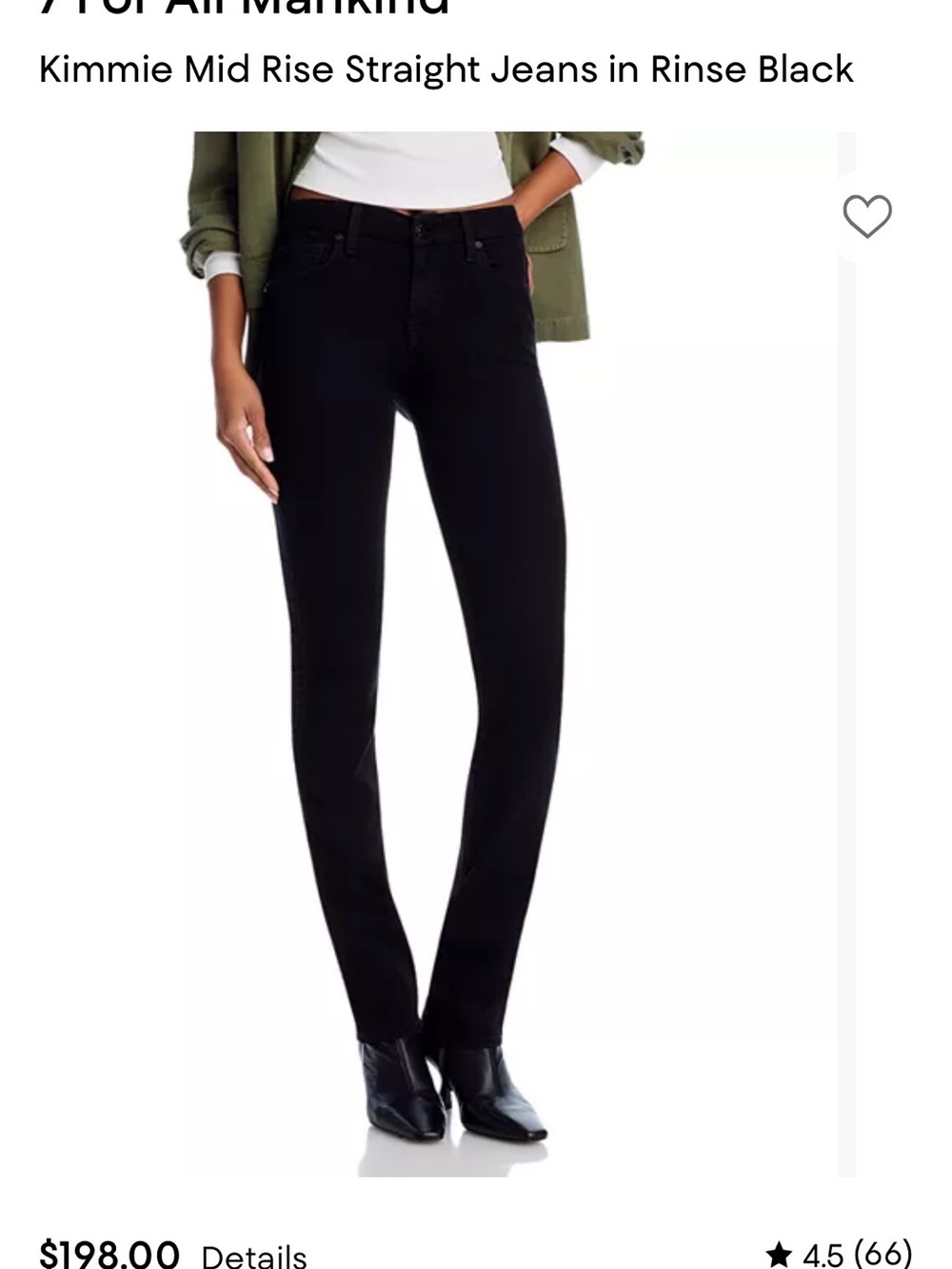 7 For All Mankind Kimmie Straight Leg Jeans in Rinse Black